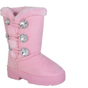 Bebe Rhinestone Button Faux Fur Trim Girls Boots size 7 NEW!!💗